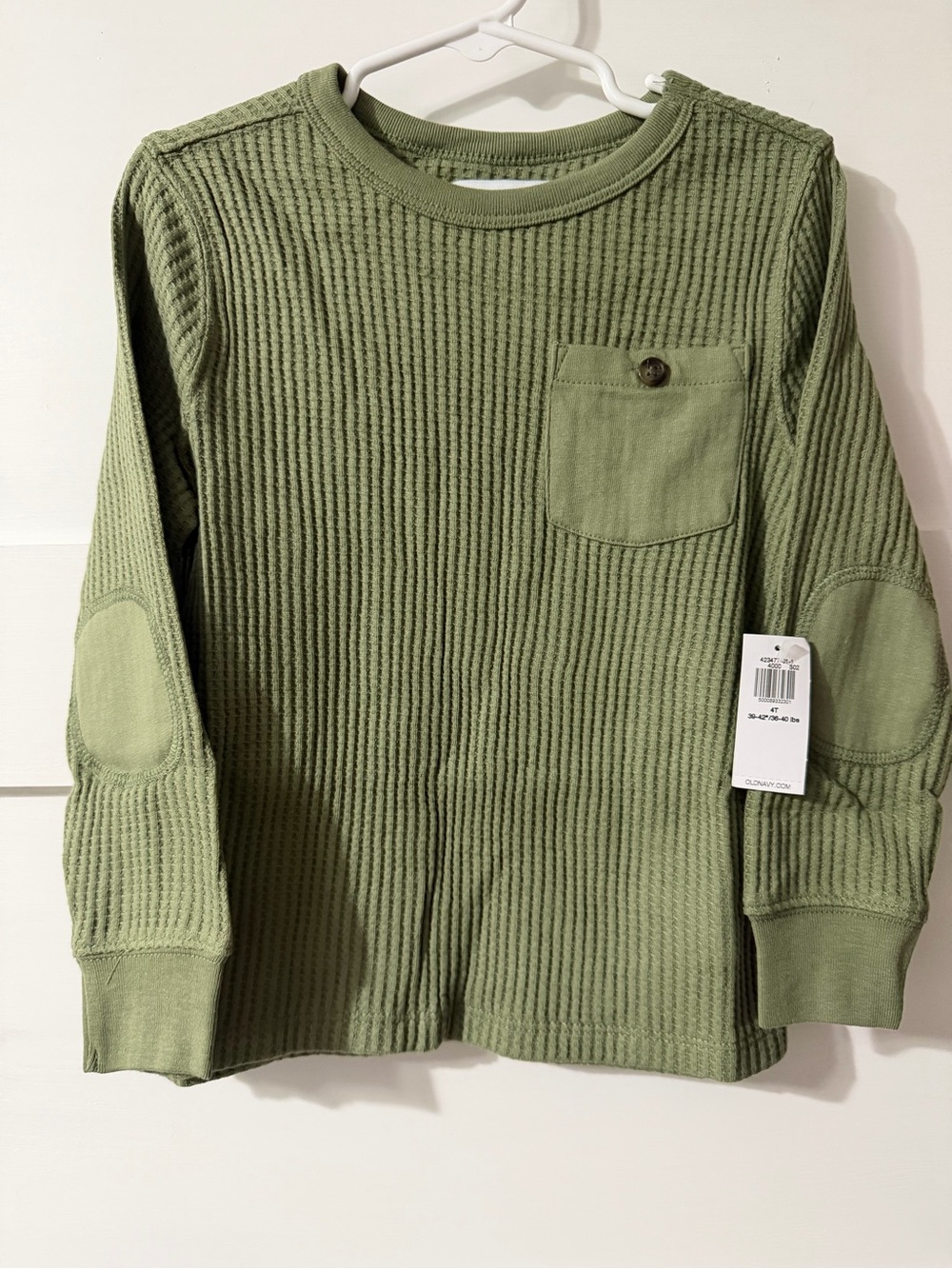 Olive Green Long Sleeve Waffle Knit Shirt